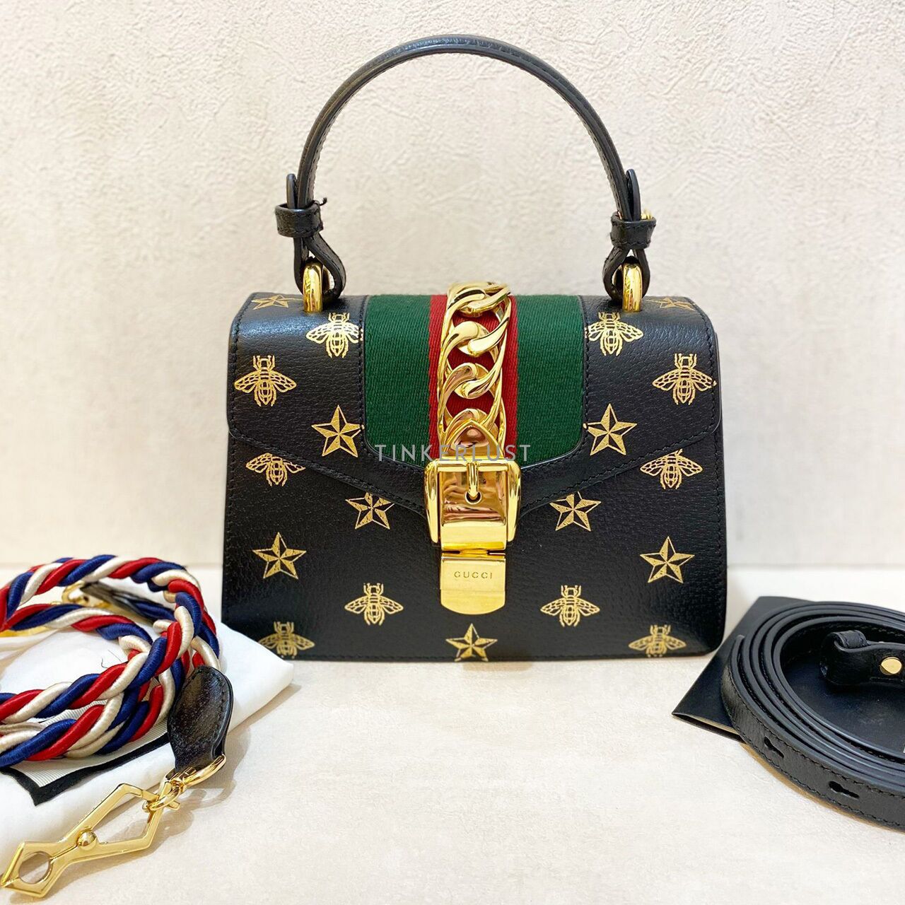 tas satchel Gucci Sylvie Bee Star Mini Top Handle 2019 Satchel Tinkerlust